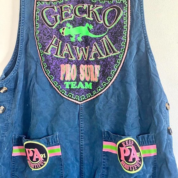 RETRO GECKO HAWAII MAXI DRESS COLORFUL SURF TEAM COVERUP BEACH - Picture 4 of 8